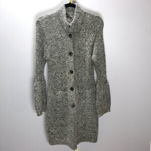 Elisabetta Collection Gray Knit Long Button Front Cardigan Sweater M